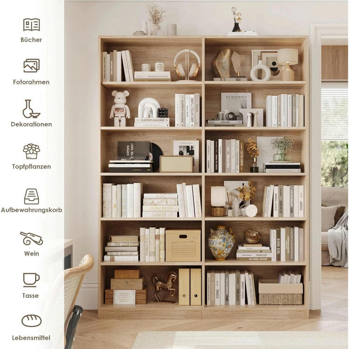 BÜCHERREGAL 120 x 30 x 188,7 cm Eiche - Braun, Holzwerkstoff (120/188.7/30cm)