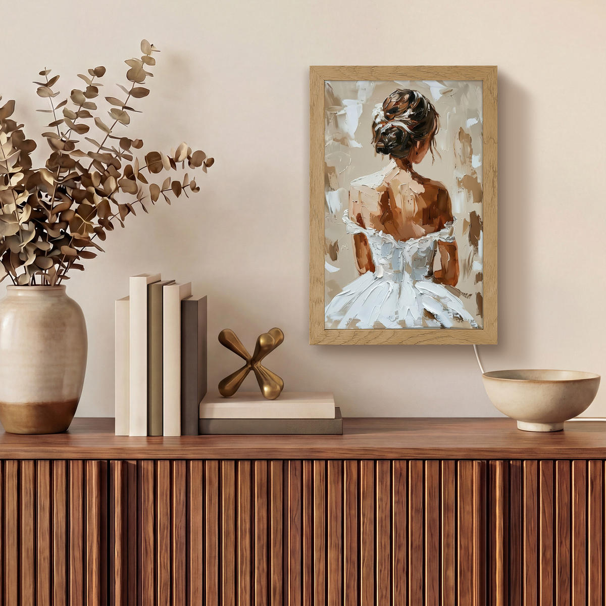 NÁSTĚNNÁ LAMPA Žena - malba - abstraktní - béžová - moderní 20x30 cm - světle hnědá, kompozitní dřevo (20/30/8cm) - OnlyWow