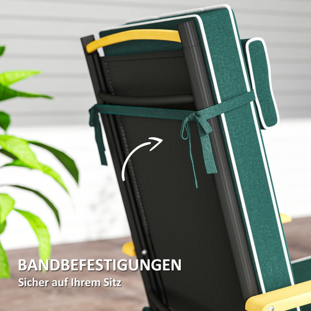 SESSELAUFLAGEN aus Polyester 120x47x9,5 cm in Grün mit Kopfstütze - Grün, Textil (47/9.5/120cm) - Modfu