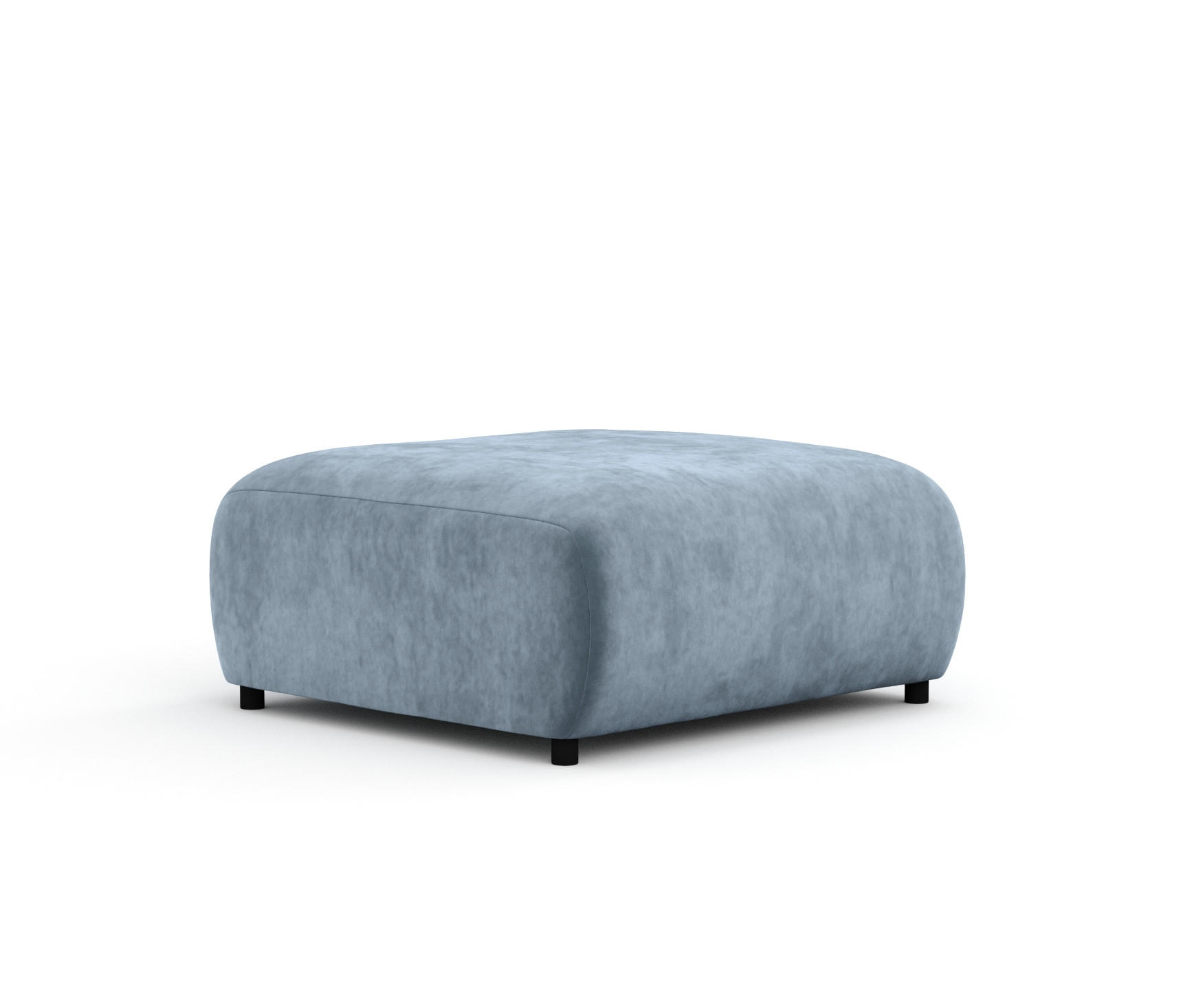 POUF S Zanzibar Blau Grau Samtstoff - Blaugrau/Schwarz, Holz/Holzwerkstoff (88/37/88cm) - Maison de Reve