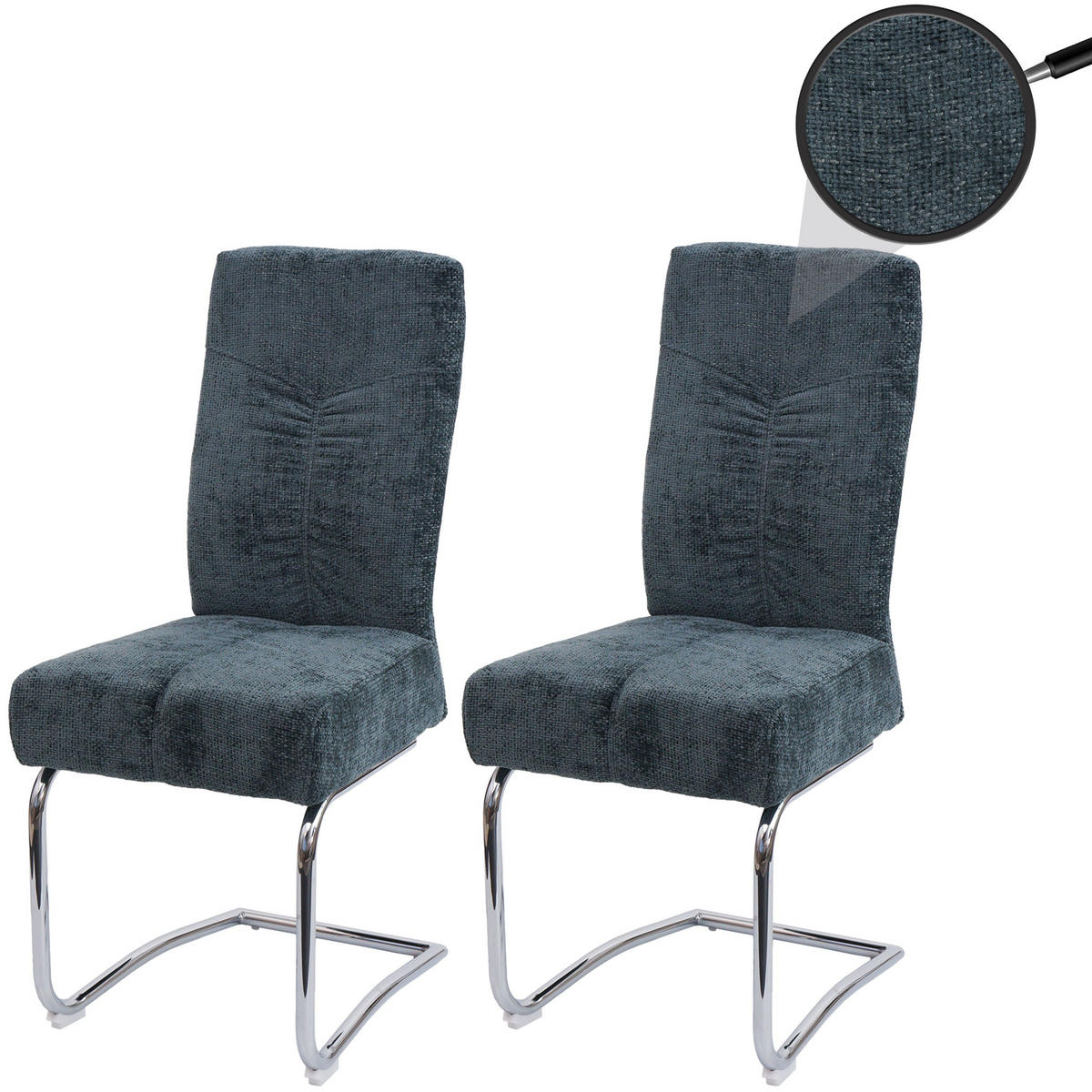 ESSZIMMERSTUHL Blau 2er-Set - Blau/Petrol, Textil (46/105/60cm) - MCW