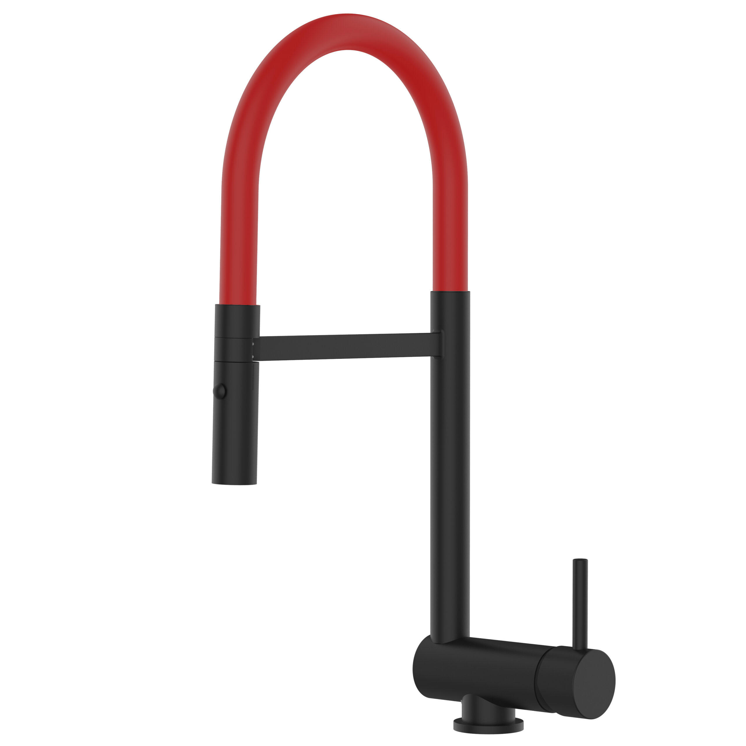 VORFENSTER-KÜCHENARMATUR, Umklappbar 6 CM, Schwarz Matt und Rot, 2-Strahl-Brause - Rot, Metall (21.3/48.2/21.3cm) - VIZIO