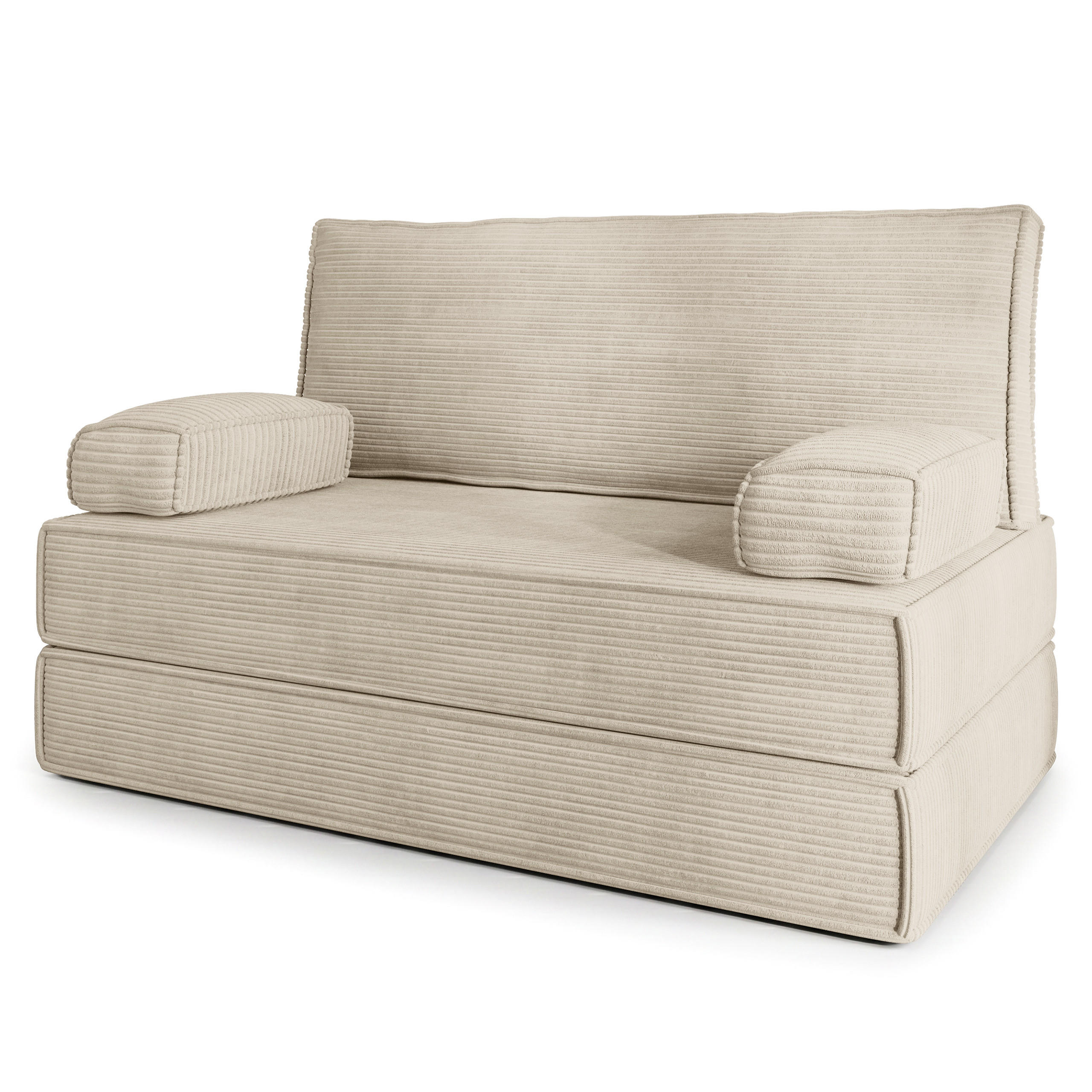 BETTSOFA LADIA aus Schaumstoff Kordstoff Creme Schlaffunktion - Creme, Textil (140/86/60cm) - MASSENO