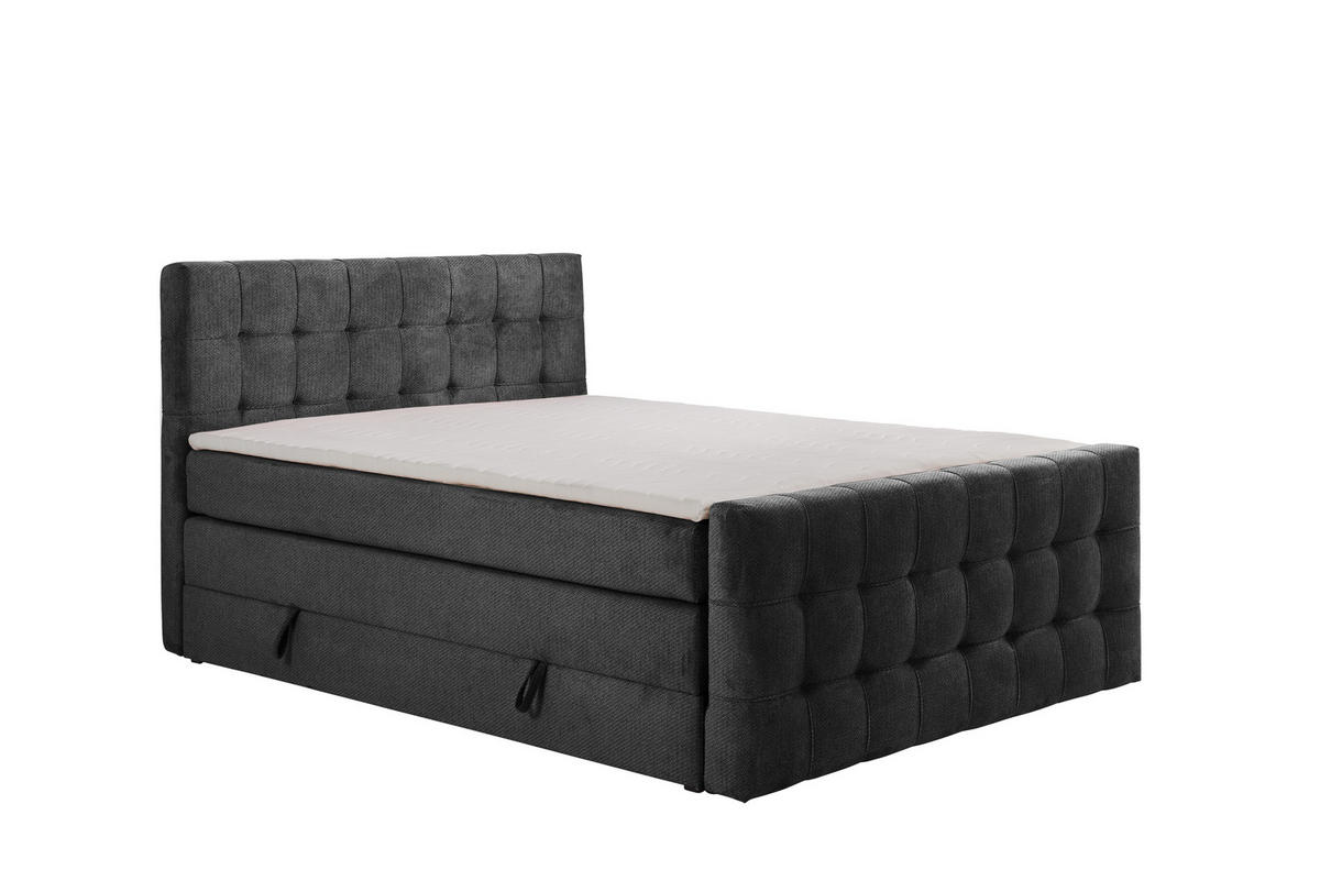 BOXSPRINGBETT IMPERIAL mit Topper und Bettkasten, Grau, 120x200 cm - Grau, Textil (120/200cm) - KS Home Concept