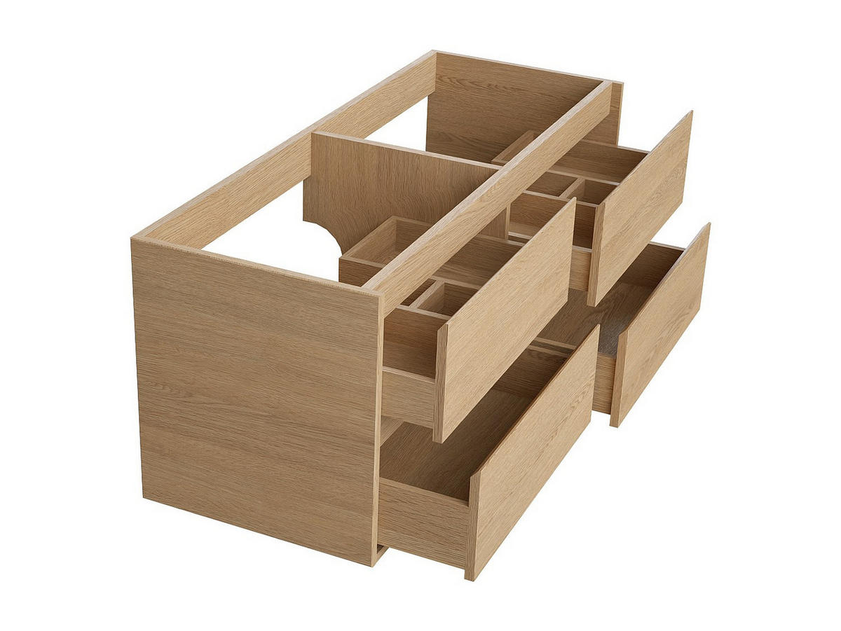 WASCHBECKENUNTERSCHRANK hängend - 120 cm - Eichenholzfurnier - MILIPAM - Naturfarben, Holz (120/50/45cm) - Vente-Unique