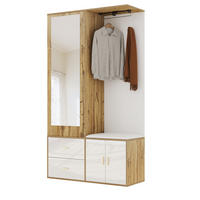 GARDEROBENSET mit Spiegel 100 x 38 x 180 cm Weiß + Natural 2-tlg. - Weiß, Holzwerkstoff (38/180/100cm) - Beauniv