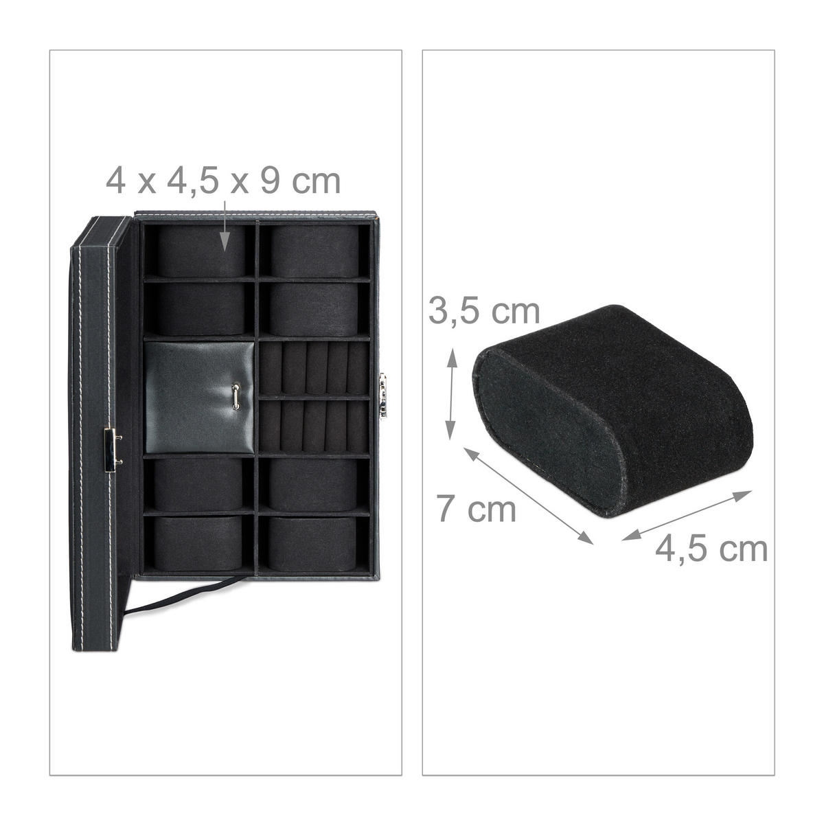 UHRENBOX - Schwarz, Glas/Holzwerkstoff (30/8/20.5cm) - Relaxdays