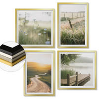 WANDBILDER 4er Set - 50x50 cm & 40x60 cm Goldrahmen - Landschaftswiesenstraße West - Goldfarben, Kunststoff (50/50cm) - ArtPrintCave