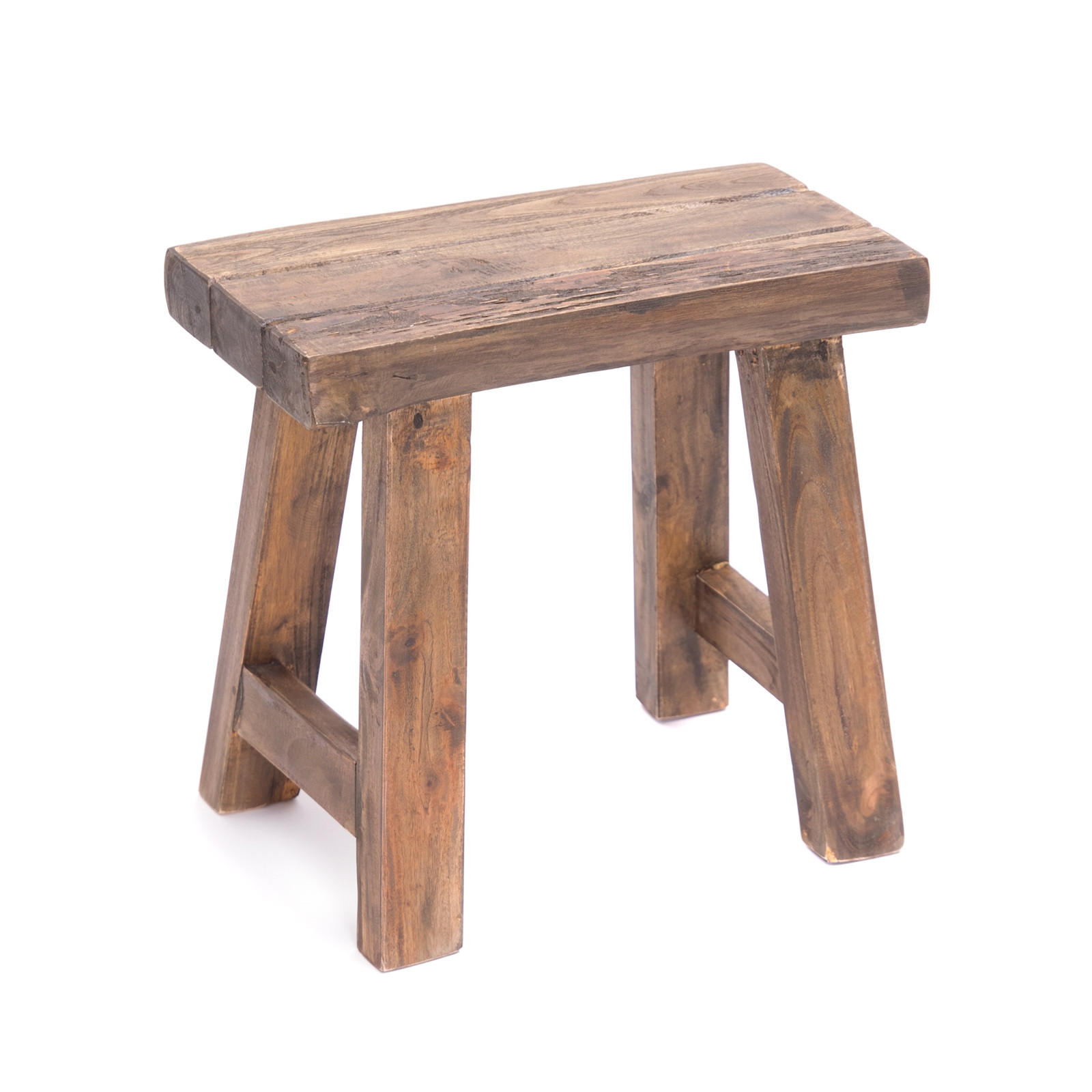 HOCKER Rustic Teak Massivholz braun rustikal - Naturfarben, Holz (42/41/29cm) - DESIGN DELIGHTS