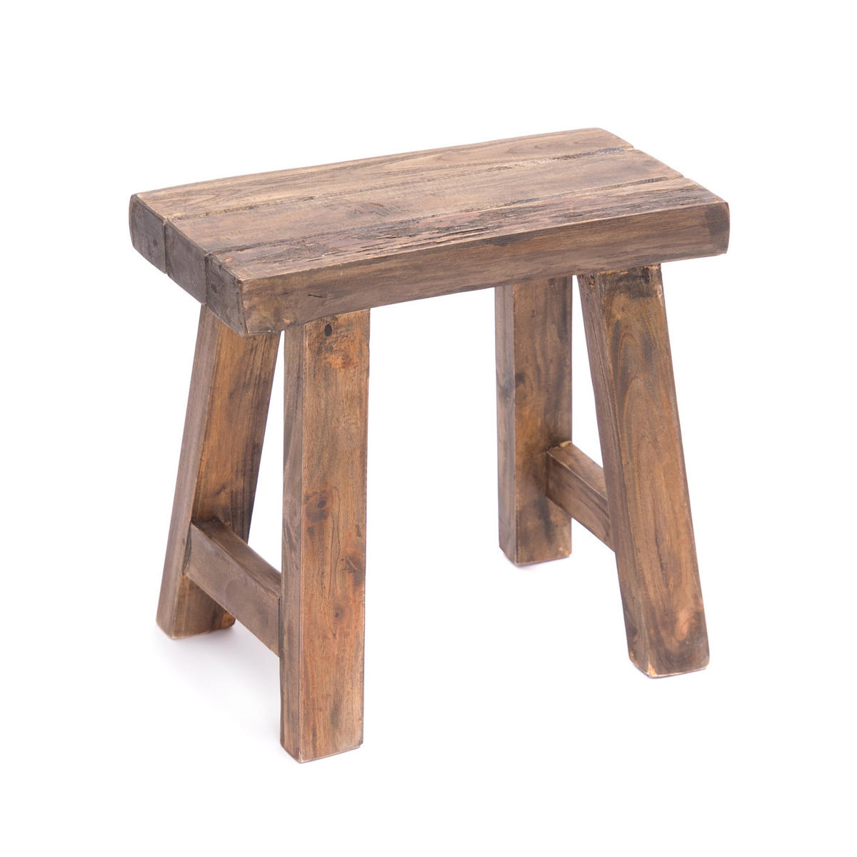 HOCKER Rustic Teak Massivholz braun rustikal - Naturfarben, Holz (42/41/29cm) - DESIGN DELIGHTS