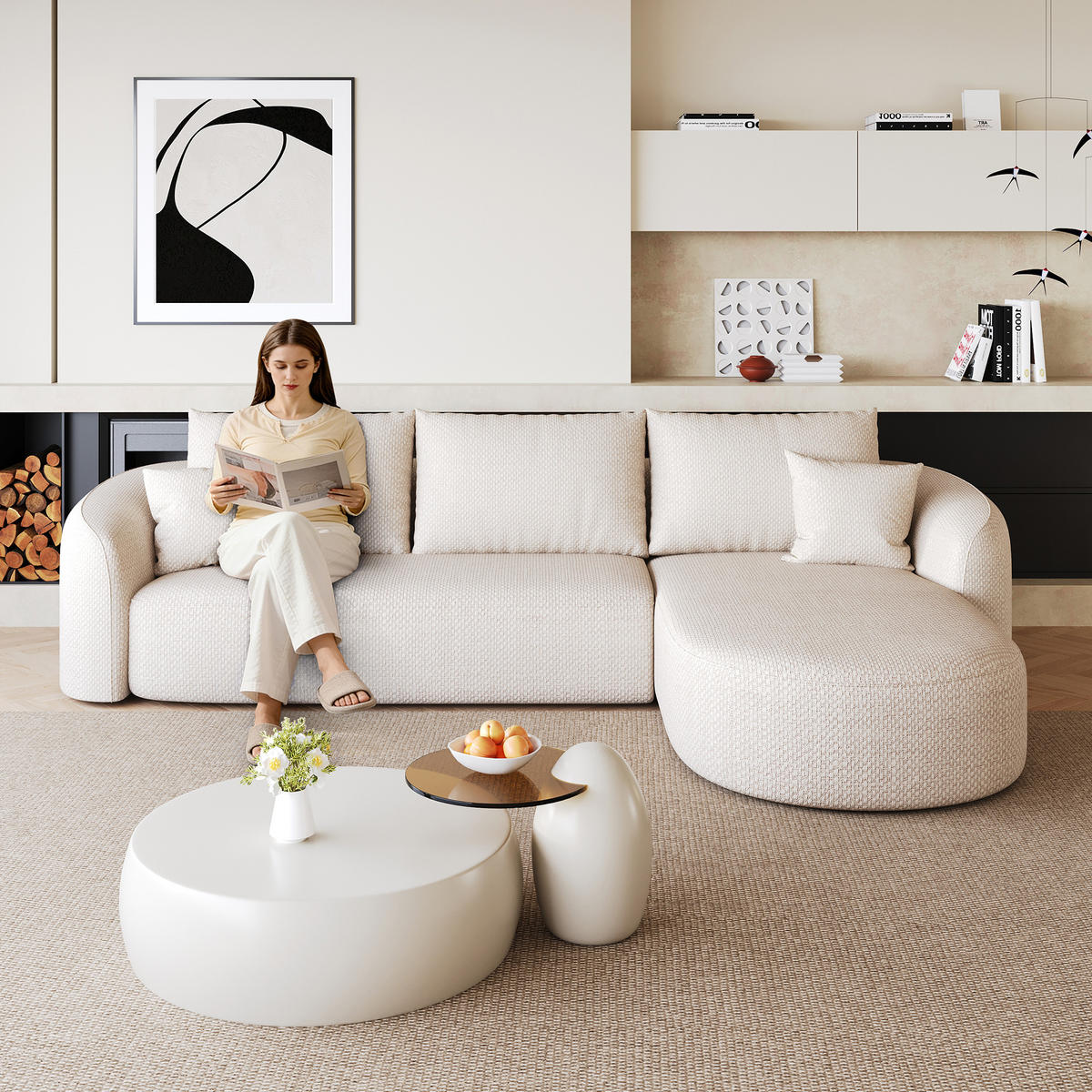L-FÖRMIGES ECKSOFA Weiß 266/168/85 cm 4-Sitzer Modular Ohne Montage - Weiß, Textil (266/168cm) - PANGIVO