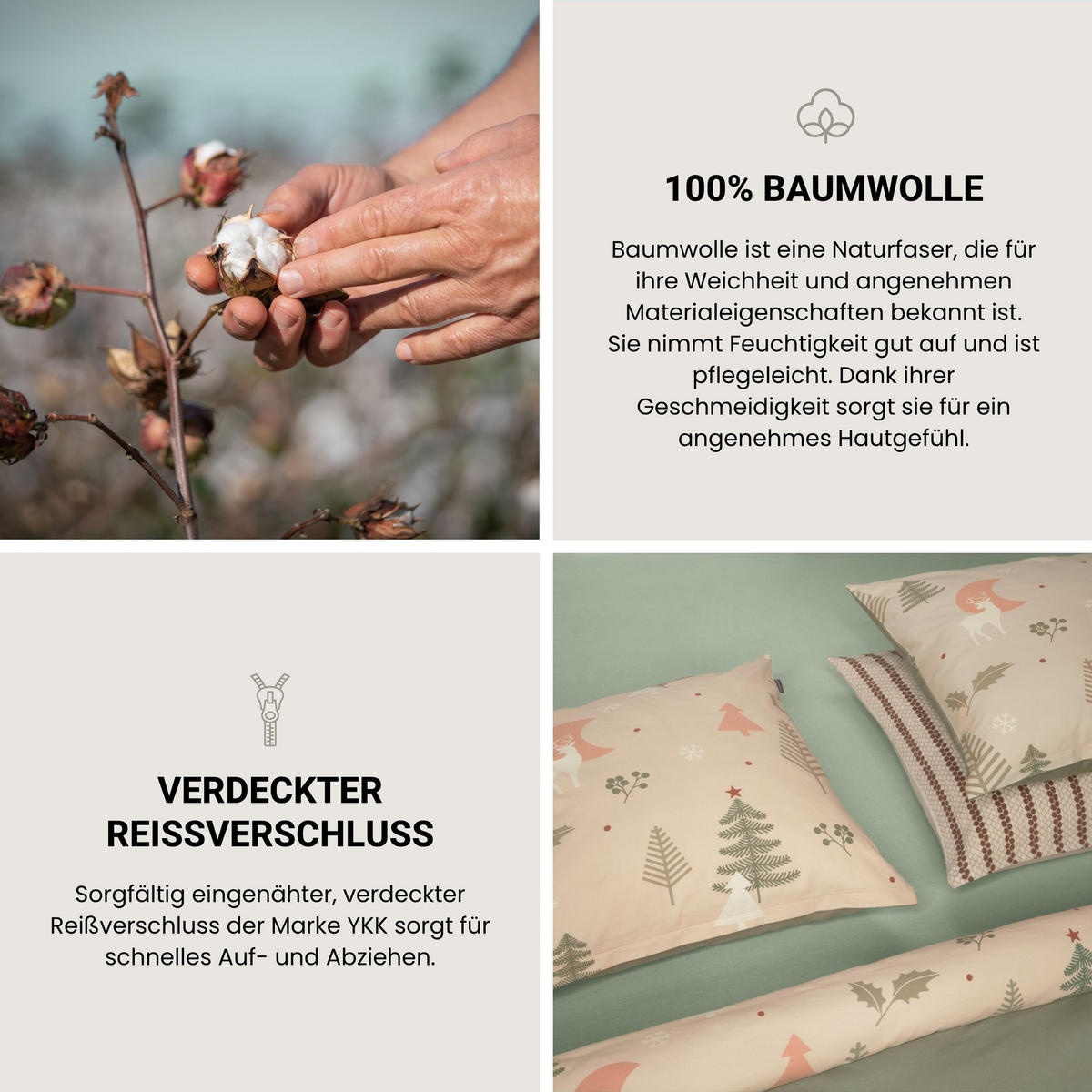 BETTWÄSCHESET Uma - Feinbiber - 2-teilig - 155x220 cm - Sand - Sandfarben, Textil (155/220cm) - SCHIESSER