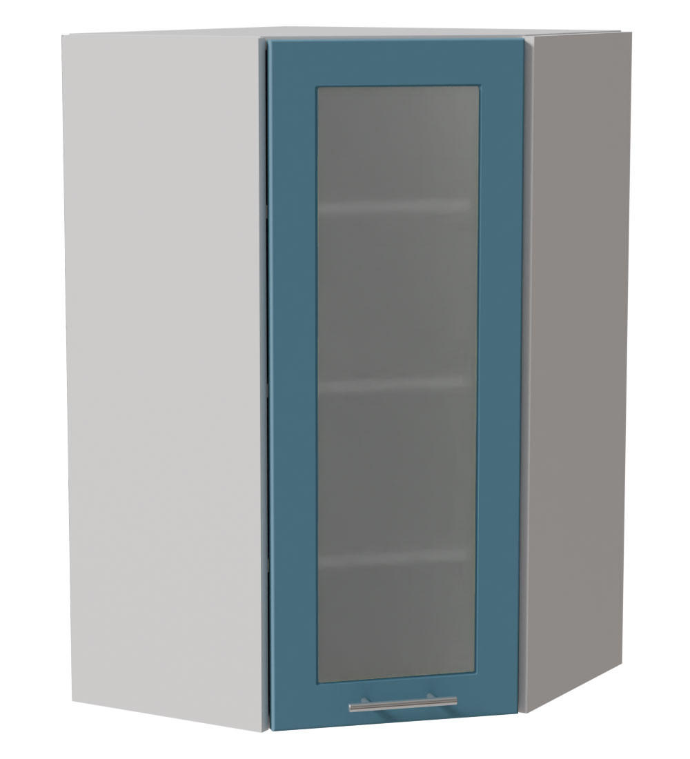 ECKHÄNGESCHRANK Bari W4S/10/60 RAL 5024 pastellblau (K5) / Weiß 60 / 60 / 96cm - Blau/Weiß, Holz/Holzwerkstoff (60/96/60cm) - Feldmann-Wohnen