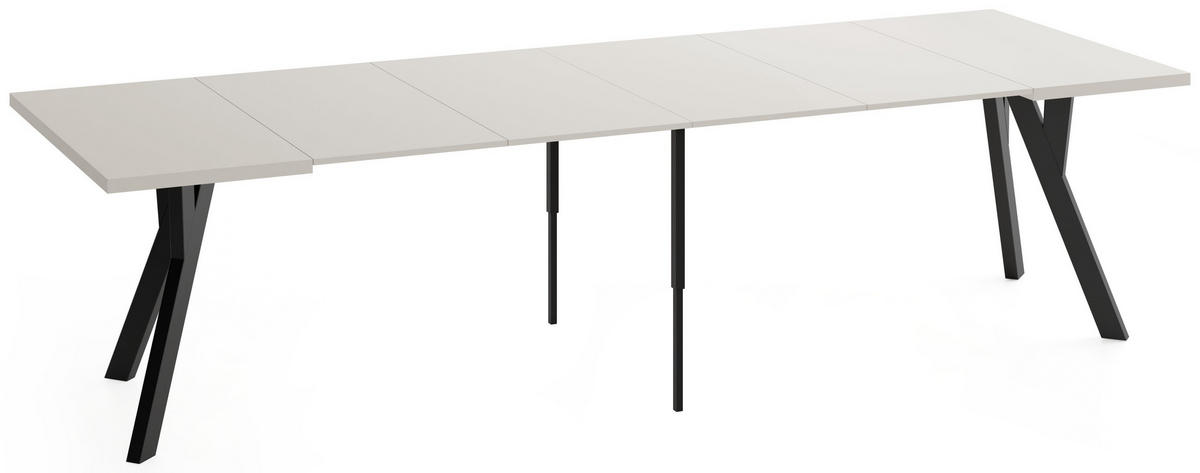 ŠTVORCOVÝ Rozkladací Stôl Clover s Čiernymi Bukovými Nohami – Kašmír – 100 x 100 / 300 cm - čierna/kašmírová, drevo/kompozitné drevo (100/300/76.5cm) - WFL GROUP