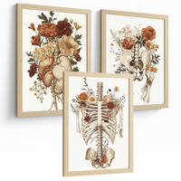 POSTER Set aus 3 Anatomie Mensch Florale Vintage Drucke und Wandbilder mit Herz Brustkorb und Becken Medizinische Wanddekoration Größe Rahmenlos A3 - Klar, Papier (29.7/42/3cm) - Nacnic