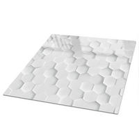 TISCHPLATTE 50x50 cm – Weiße Sechsecke - Schwarz, Glas (0.4/50/50cm) - Wallfluent