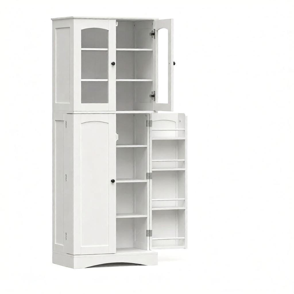 HIGHBOARD DE-38828 60/40/162 cm Acrylvitrinen und 6 Türregale Weiß - Weiß, Holzwerkstoff (60/162/40cm) - ComfortXL
