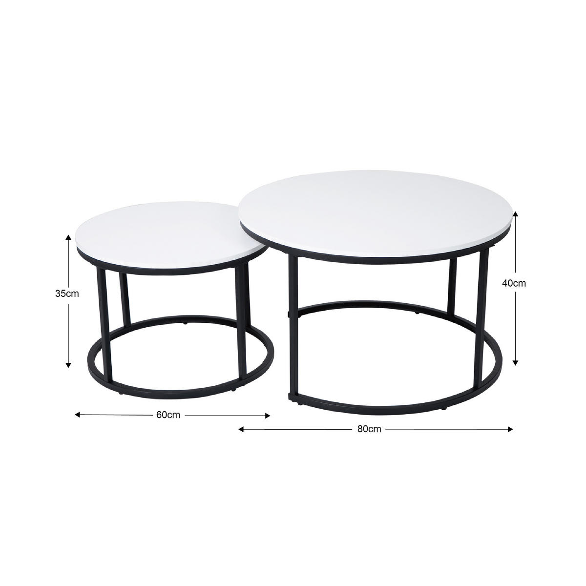 COUCHTISCH 2er Set rund weiß - Weiß, Holzwerkstoff (70/70/42.5cm) - Home Collective