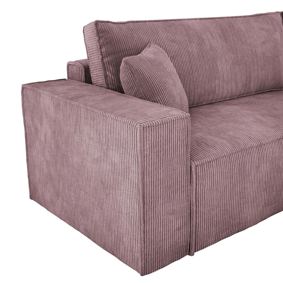 ECKSOFA POSO XL UNIVERSAL, Schlaffunktion und Lattenrost - L-Form, Cord, Federung auf Wellfedern, 274x143x83 cm, Rechts Pink - Pink, Holz/Textil (277/143cm) - DomoHome