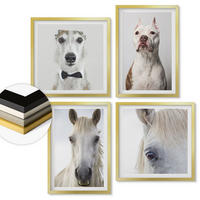WANDBILDER 4er Set - 50x50 cm & 40x60 cm Goldrahmen - Elegante Porträts von Hunden und Pferden - Goldfarben, Kunststoff (50/50cm) - ArtPrintCave