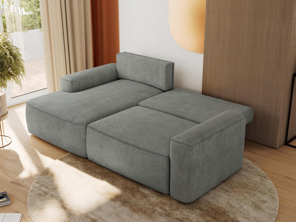 ECKSOFA BELLUNO L Grau Strukture - Links - Schwarz/Grau, Textil (144/233cm) - MKS