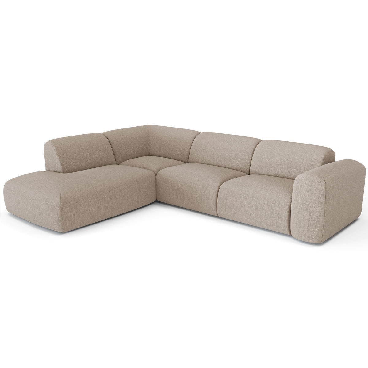 ECKSOFA LINKS Rastergewebe Beige 269cm - Beige, Textil (221/269cm) - Sia Home