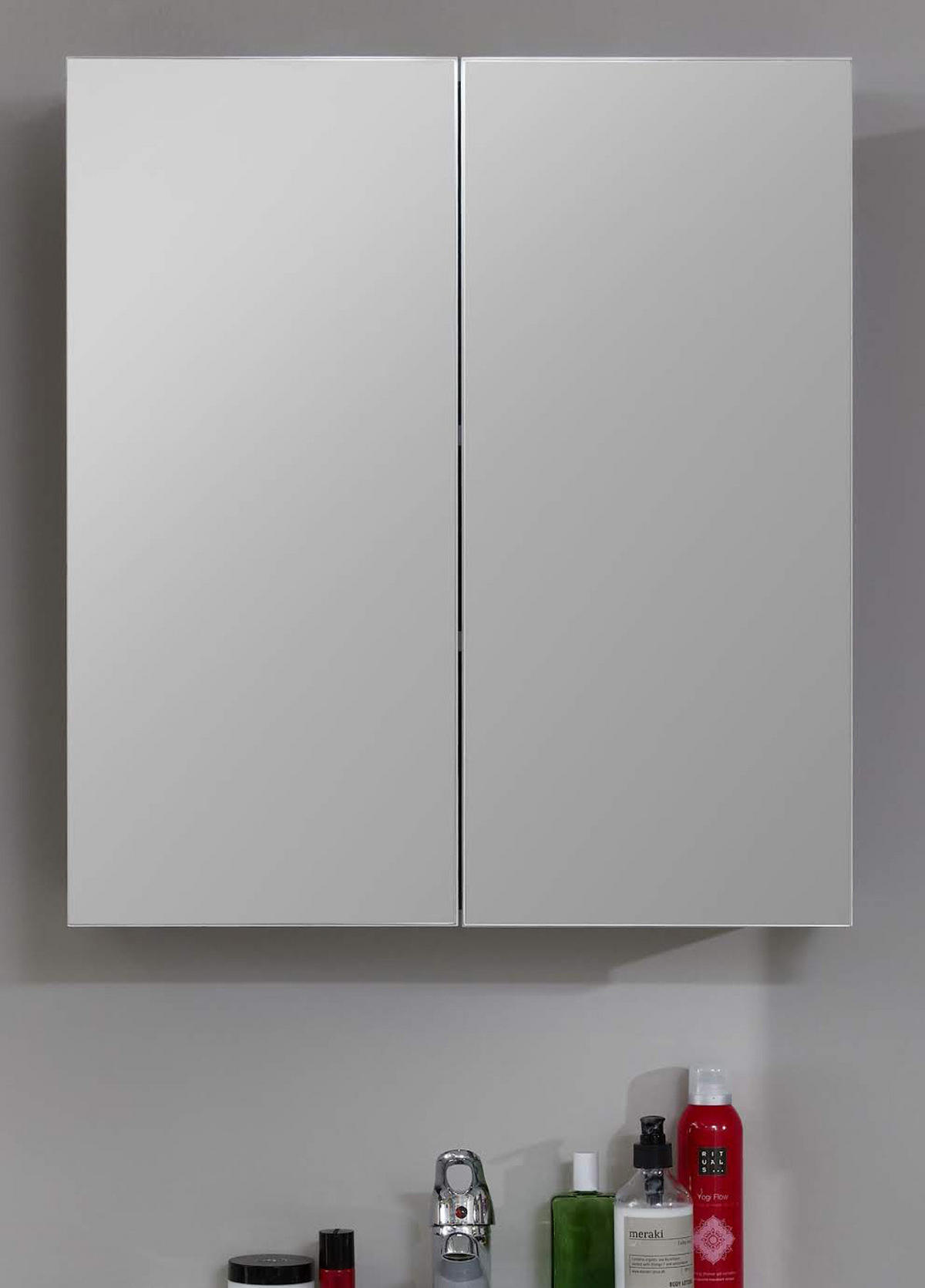 SPIEGELSCHRANK grau Rauchsilber, Badschrank 2-türig 60 x 67 cm - Grau, Glas/Holzwerkstoff (60/67/18cm) - Top.Furn