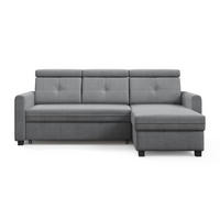 ECKSCHLAFSOFA Milano, Hellgrau, rechts - Hellgrau/Schwarz, Textil (217/166cm) - Beautysofa
