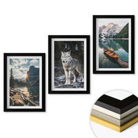 WANDBILDER 3er-Set - 20x30 cm Schwarzer Rahmen - Berge, Seen, Wölfe, Natur - Schwarz, Kunststoff (20/30cm) - ArtPrintCave