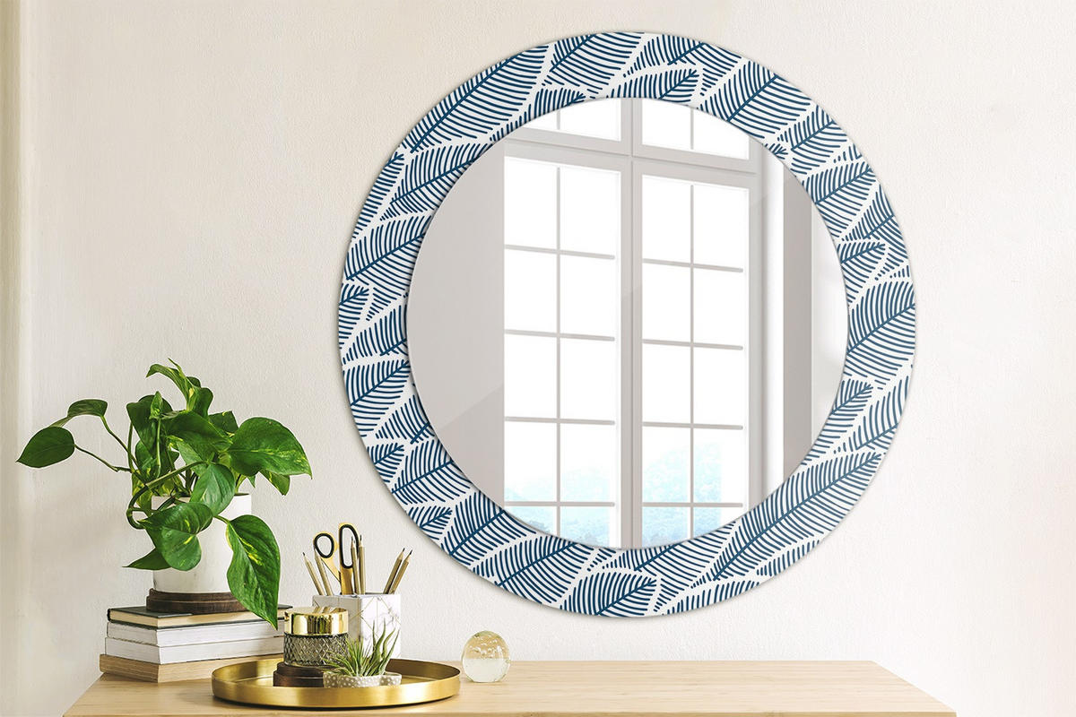 SPIEGEL Rund Ø 60 cm mit Aufdruck - Blau, Glas (60/60/0.4cm) - Wallfluent