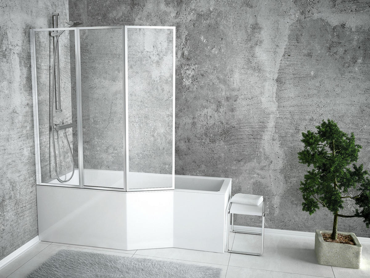 BADEWANNE Eckwanne INTEGRA 150/75 Links mit Schürze Ablauf Füße - Weiß, Kunststoff (75/55.5/150cm) - bad land