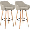 BARHOCKER 2er Set Stoff Creme - Eukalyptusholzfarben/Creme, Holz/Textil (55/99/46cm) - CLP