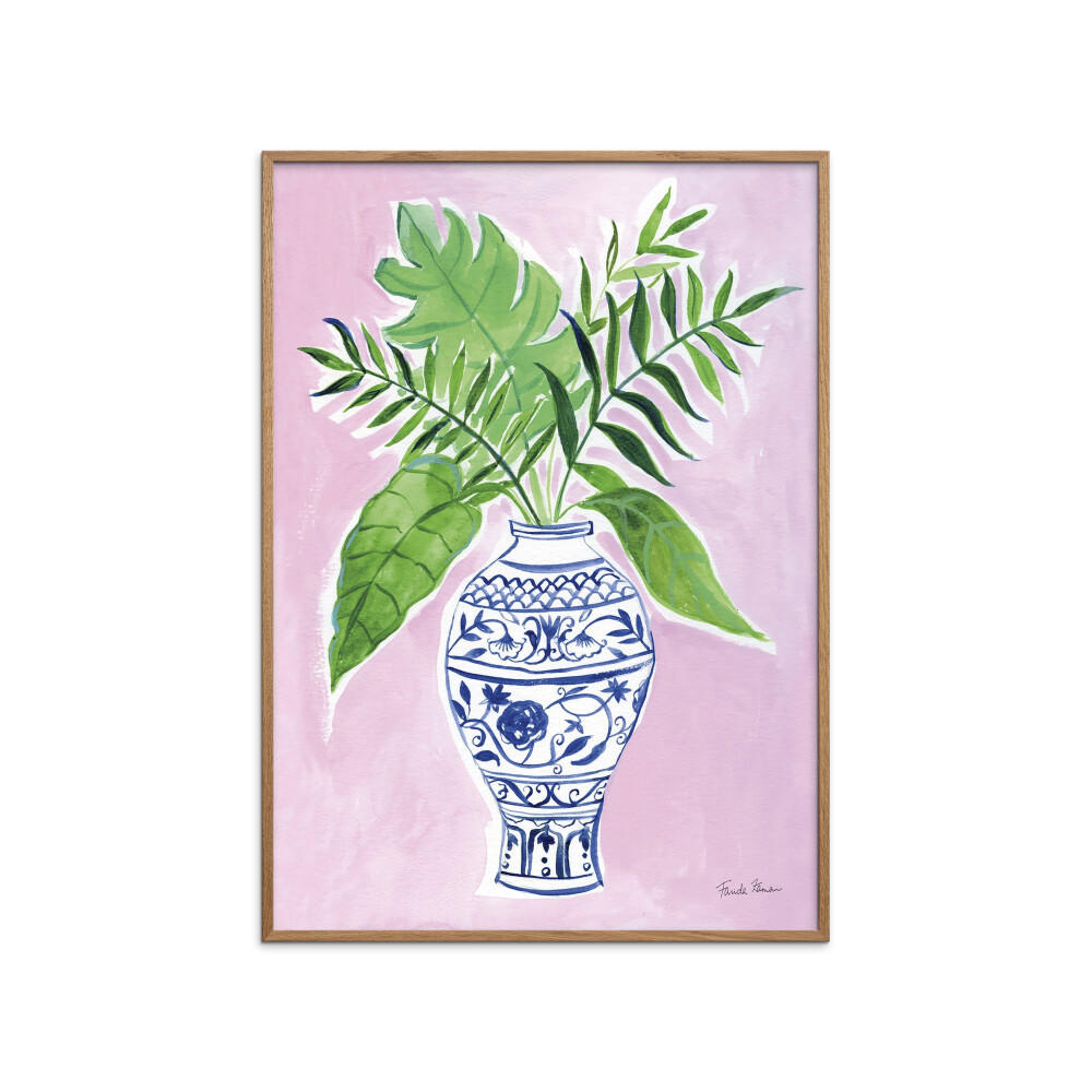 POSTER mit Rahmen Wild Apple - Elegant Chinoiserie I - Eichefarben/Grün, Holz/Papier (50/70cm) - Poster&Frame