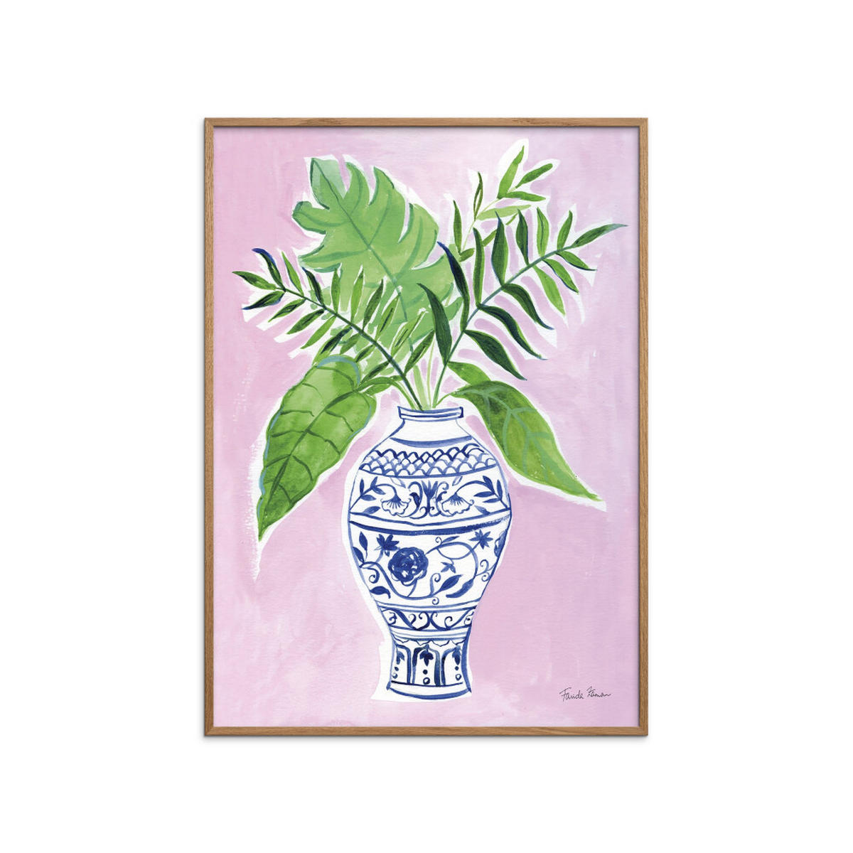 POSTER mit Rahmen Wild Apple - Elegant Chinoiserie I - Eichefarben/Grün, Holz/Papier (50/70cm) - Poster&Frame