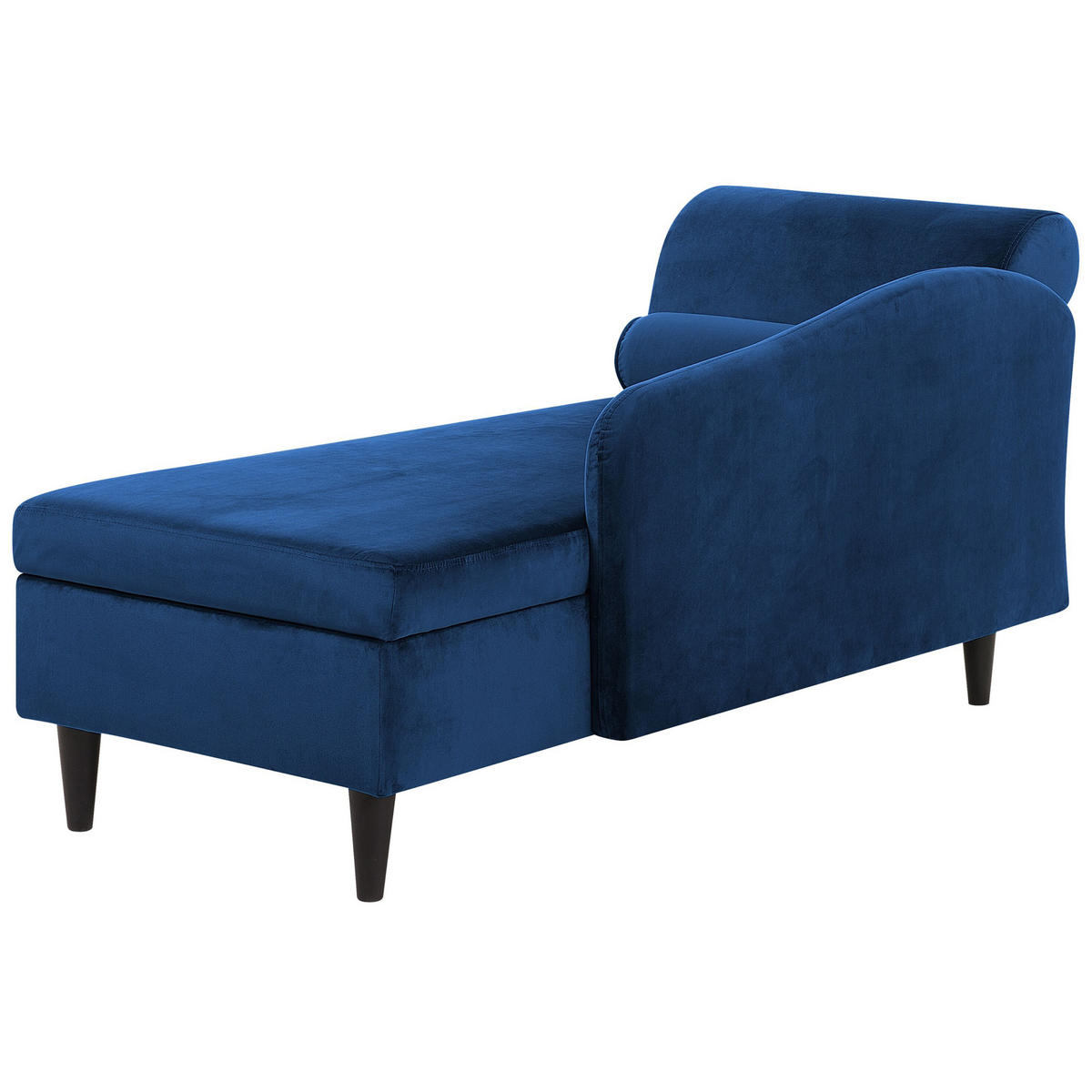 CHAISELONGUE Samtstoff marineblau linksseitig Luiro - Blau/Dunkelbraun, Textil (160/77/70cm) - Beliani