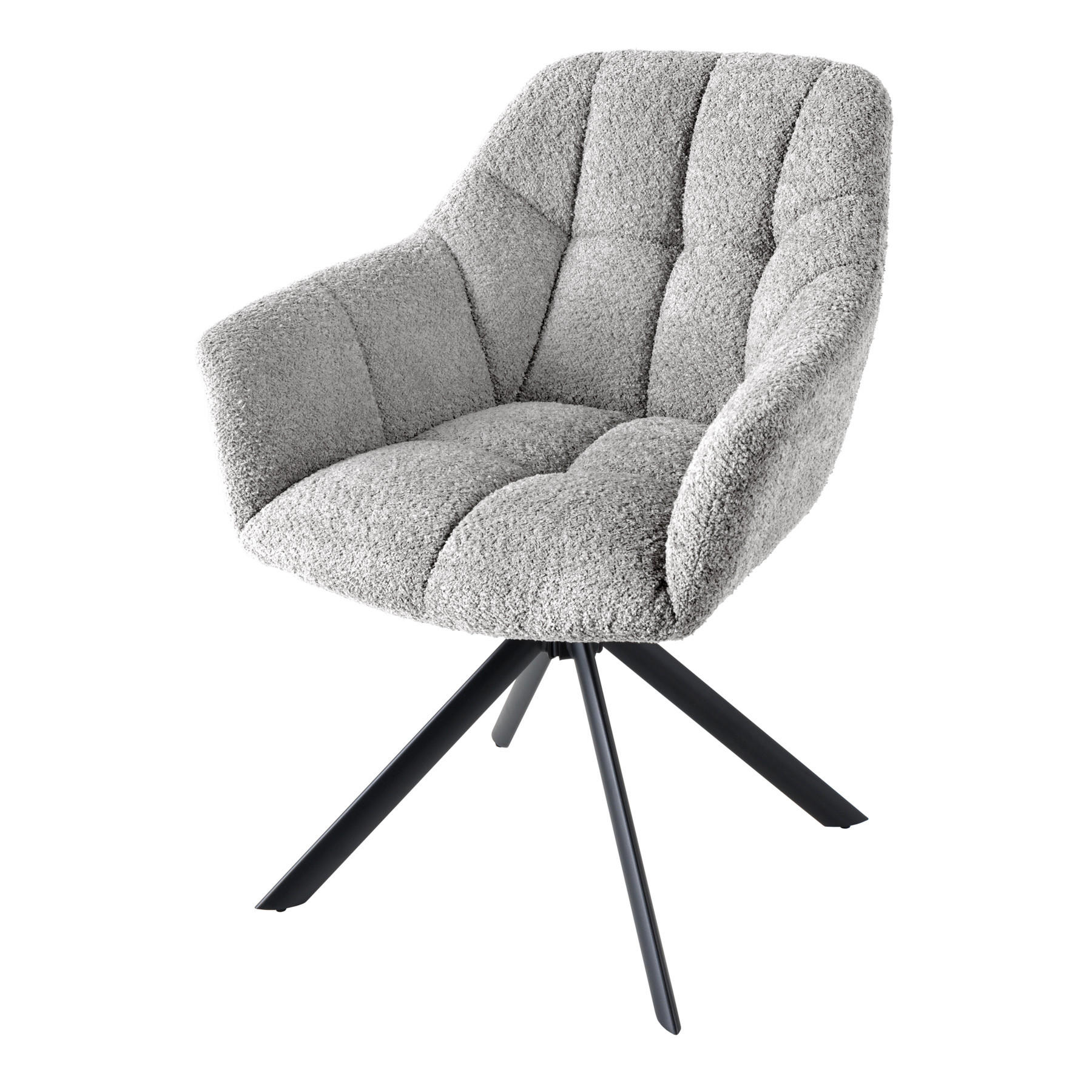 STUHL PAPILLON Bouclé Grau 85 cm - Schwarz/Grau, Textil/Metall (65/83/66cm) - riess-ambiente