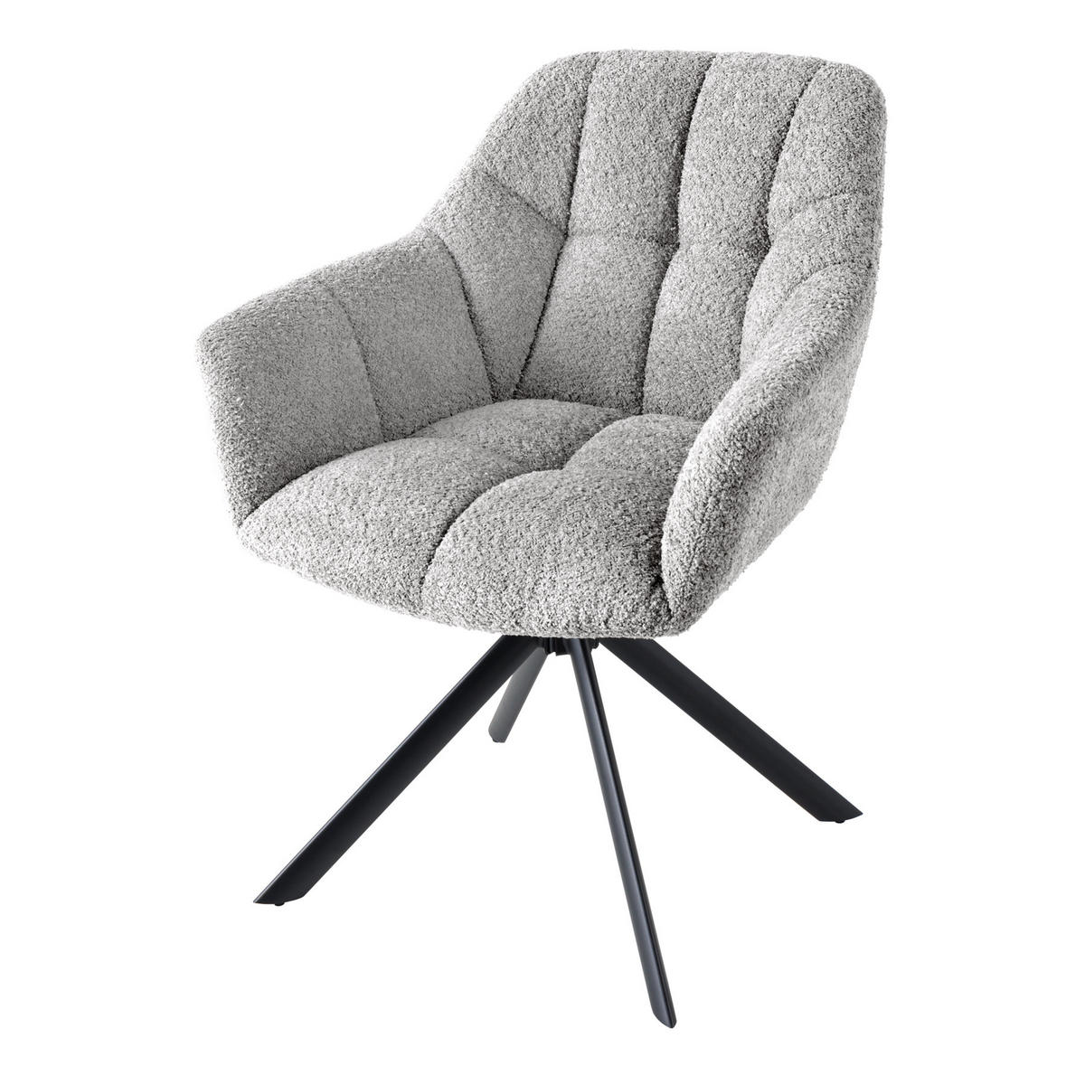 STUHL PAPILLON Bouclé Grau 85 cm - Schwarz/Grau, Textil/Metall (65/83/66cm) - riess-ambiente