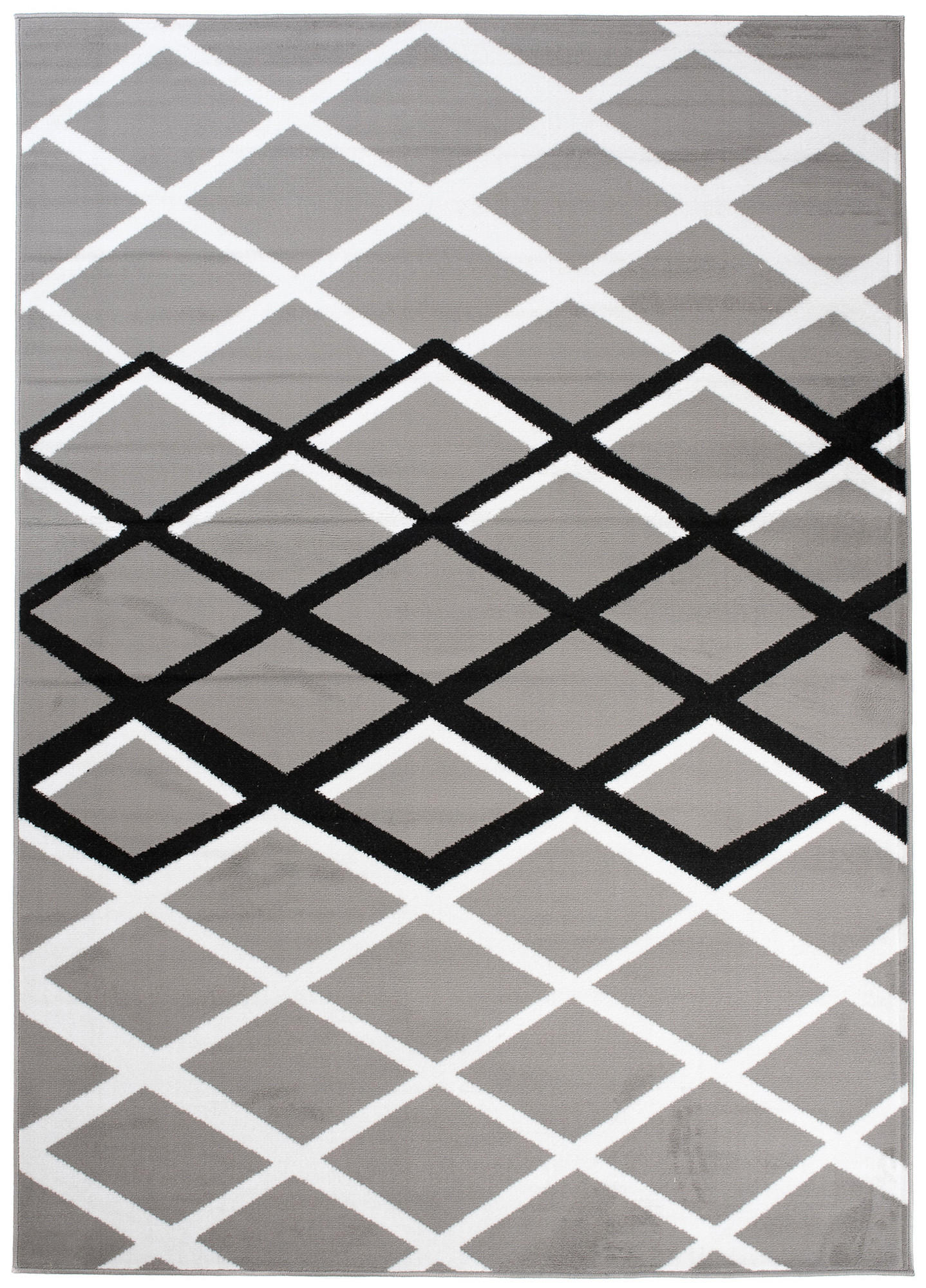 TEPPICH LUXURY Grau Karo Rauten 80/150 cm - Grau, Textil (80/150cm) - Tapiso