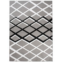TEPPICH LUXURY Grau Karo Rauten 80/150 cm - Grau, Textil (80/150cm) - Tapiso