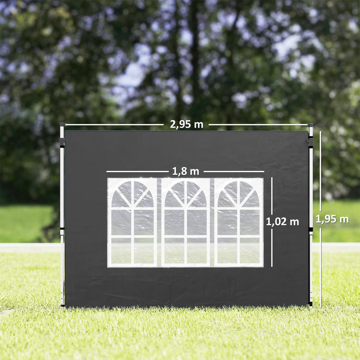 SEITENWÄNDE DE-12675 295/195 cm 2er-Set mit Fenster Schwarz - Schwarz, Textil (1/195/295cm) - ComfortXL