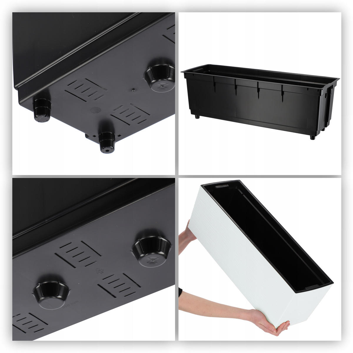 BALKONBLUMENTOPF mit Einsatz 56 cm, Weiß - Weiß, Kunststoff (18/56cm) - KADAX