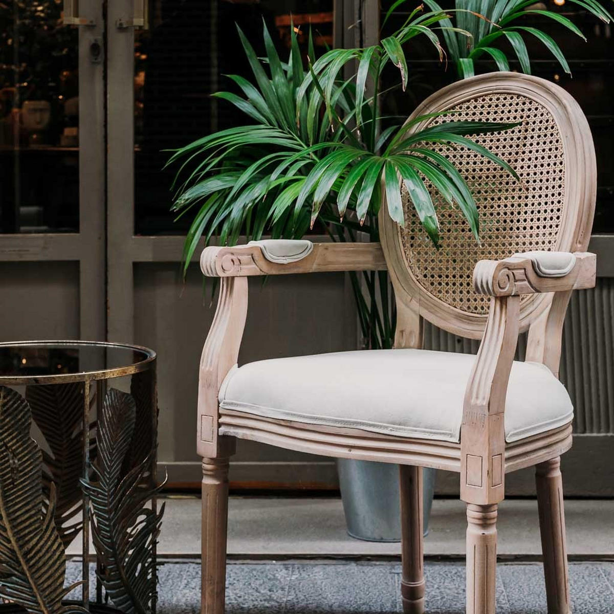 STUHL aus Holz, beige, 55x46x96cm - Grau, Holz (55/96/46cm) - Wanderlust