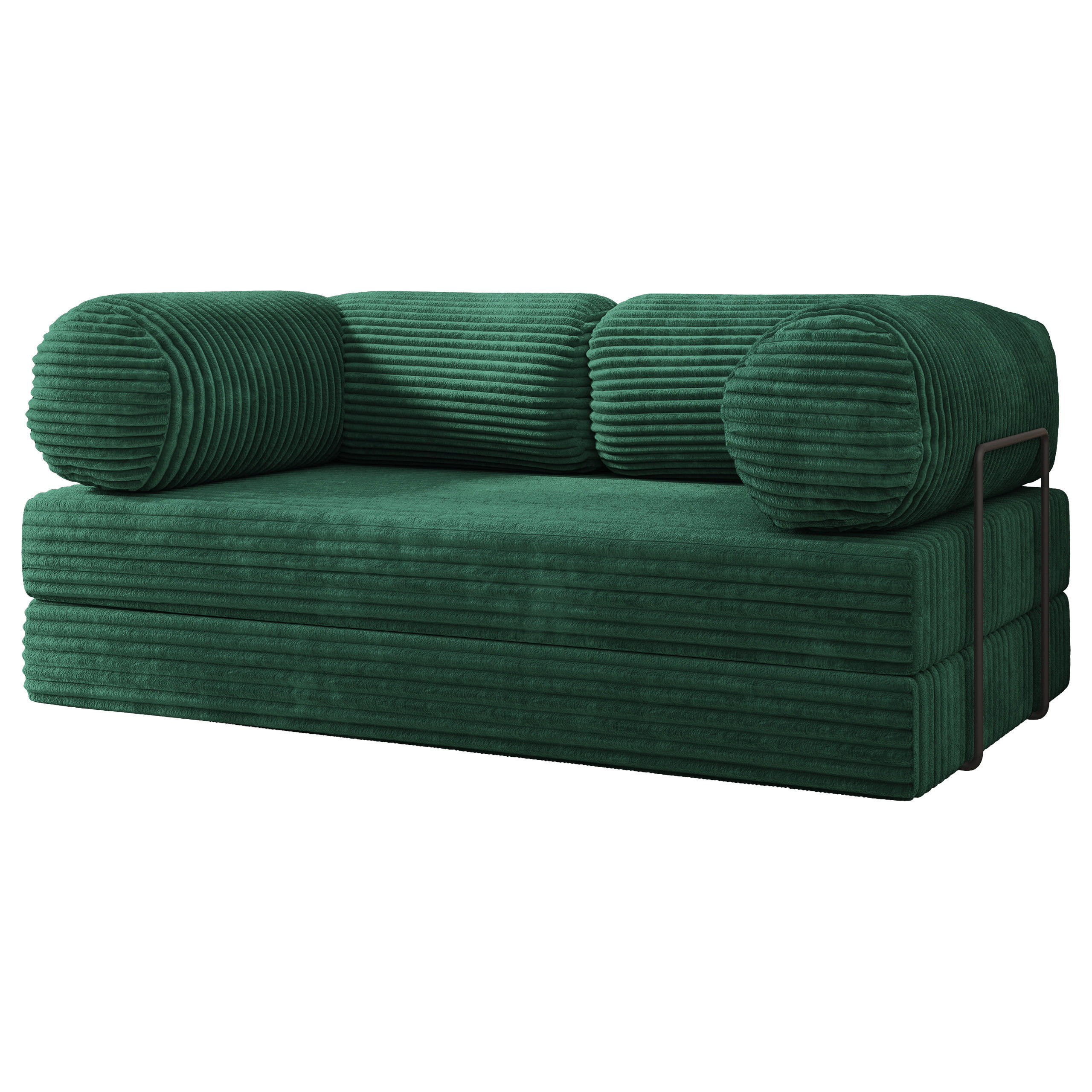 BETTSOFA ALVIO aus Schaumstoff Kordstoff Grün Schlaffunktion - Grün, Textil (170/68/80cm) - MASSENO