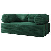 BETTSOFA ALVIO aus Schaumstoff Cordstoff Grün Schlaffunktion - Grün, Textil (170/68/80cm) - MASSENO