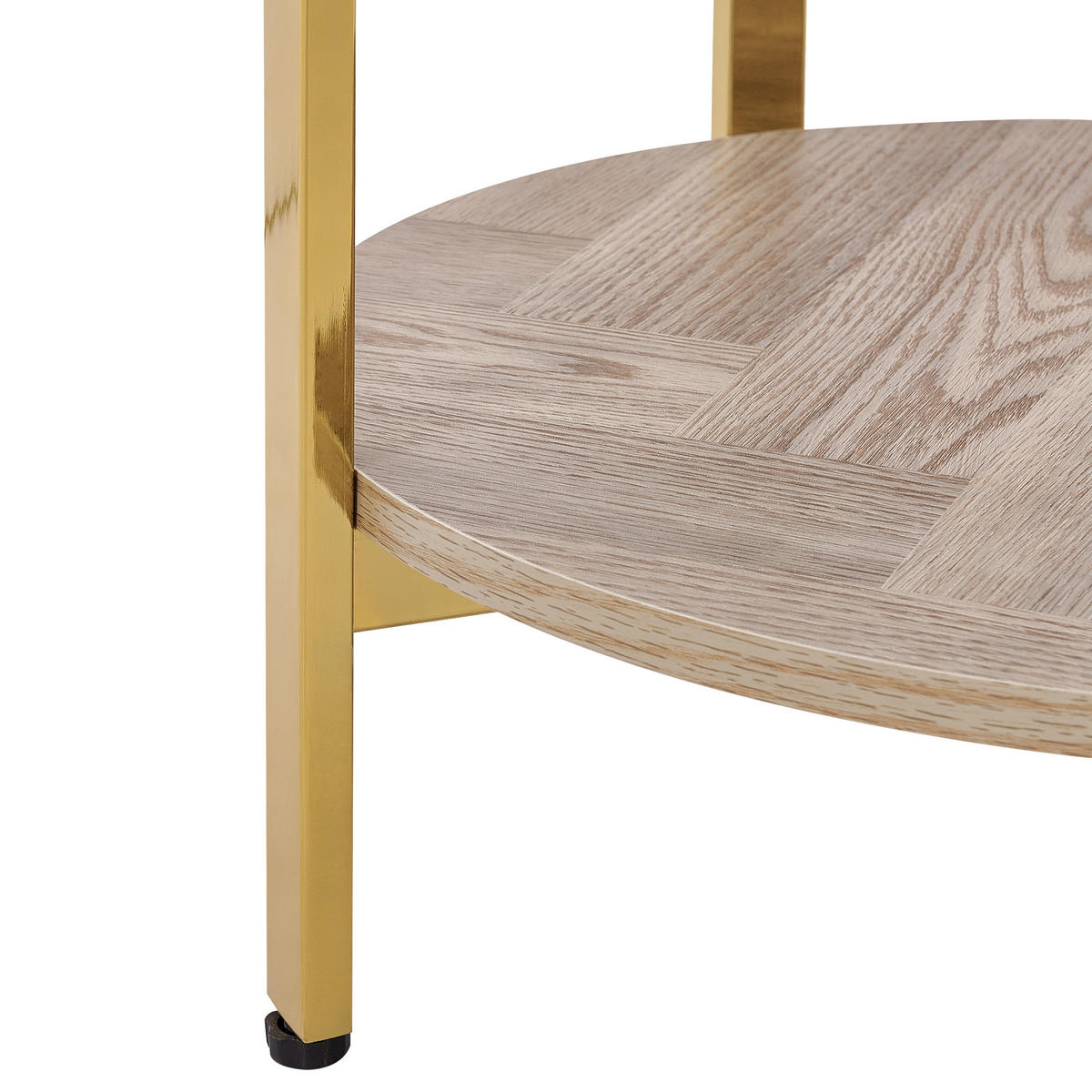 BEISTELLTISCH Gold/Heller Holzfarbton Lovell - Hellbraun/Goldfarben, Metall (50/50/55cm) - Beliani