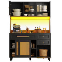ANRICHTE Hochschrank 120/45/195,5 cm aus MDF und Holzwerkstoff mit LED-Beleuchtung Schwarz - Schwarz, Holzwerkstoff (120/195.5/45cm) - Modenvie