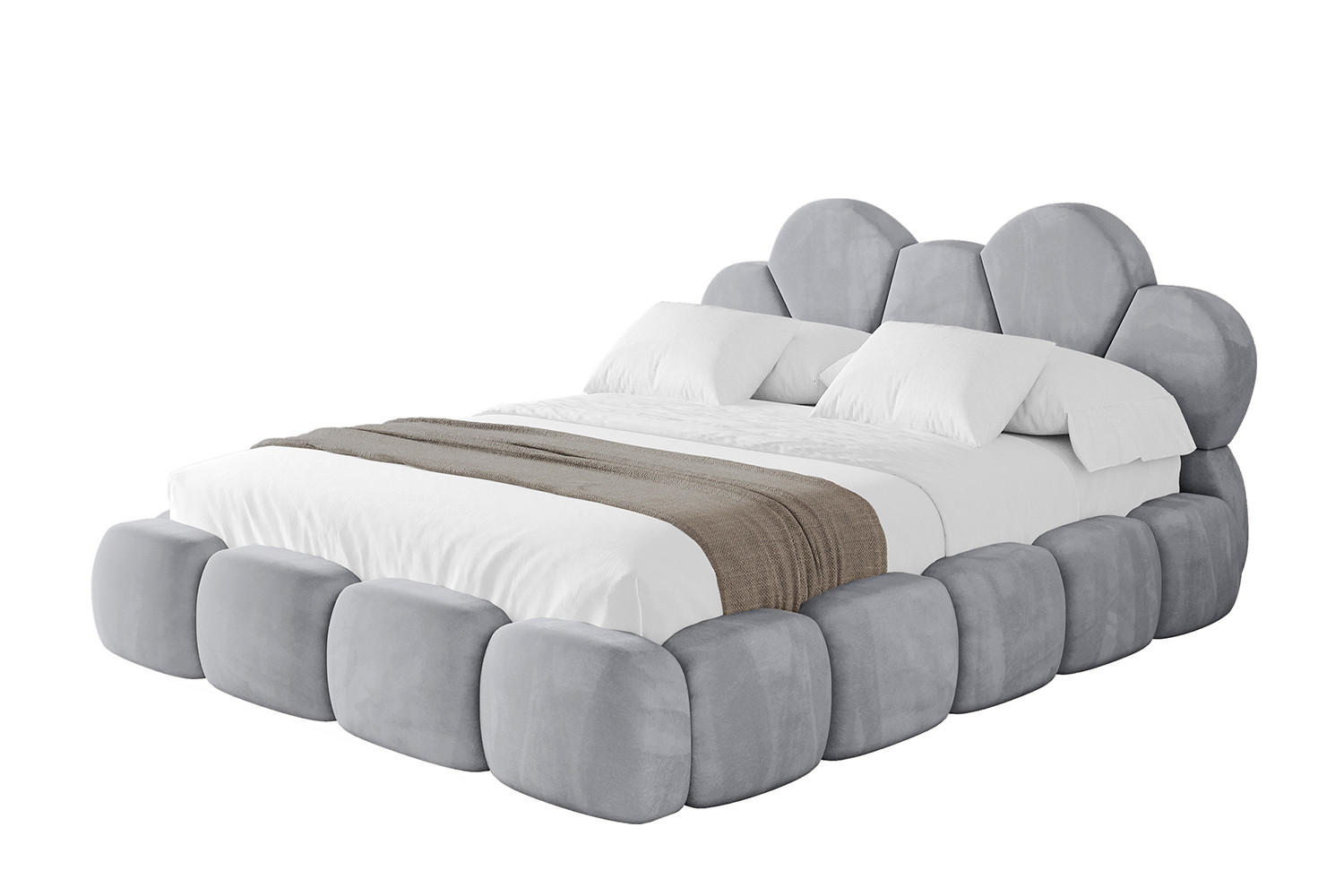 POLSTERBETT mit Bettkasten und Lattenrost, Boxbett ohne Matratze - LANA 140x200 Hellgrau - Hellgrau, Holzwerkstoff/Textil (140/200cm) - ALTDECOR
