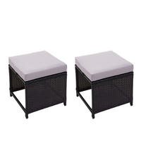 POLY-RATTAN HOCKER Schwarz 2er-Set - Schwarz, Kunststoff (40/35/40cm) - MCW