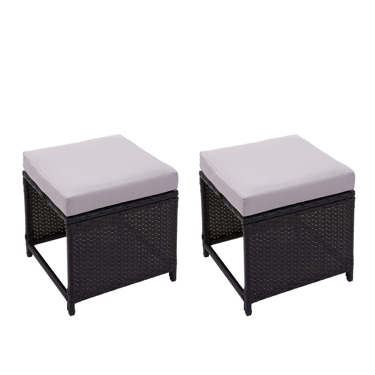 POLY-RATTAN HOCKER Schwarz 2er-Set - Schwarz, Kunststoff (40/35/40cm) - MCW