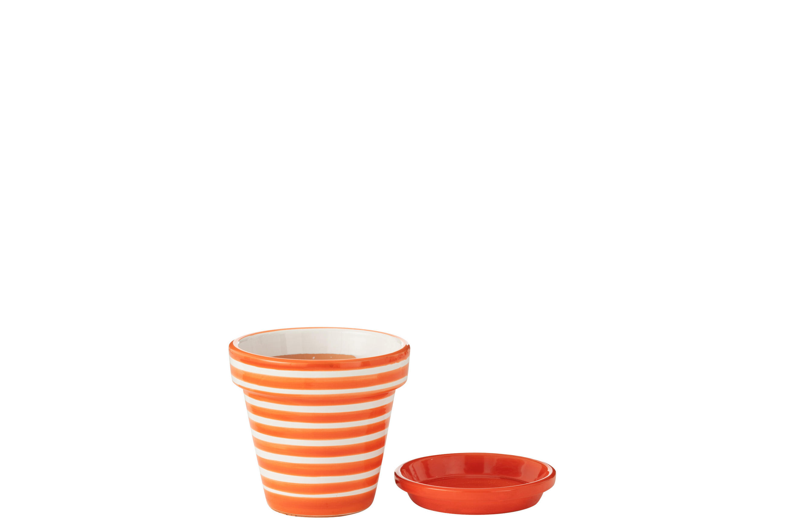 BLUMENTOPF GRANADA STRIPES - Töpferei - Orange - S - Ø 21 cm - Multicolor, Keramik (21/19cm) - J-Line